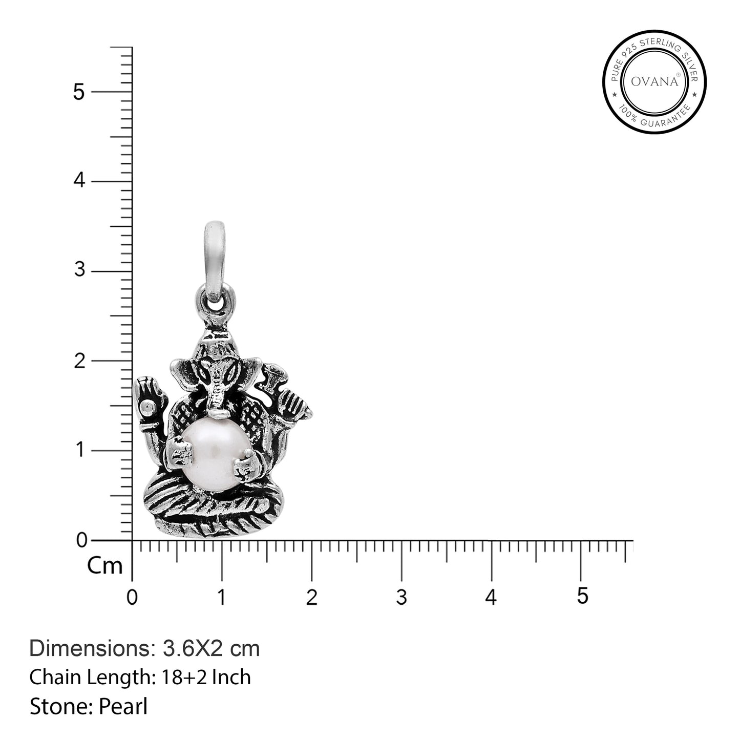 Ganesha Pearl Pendant with Chain