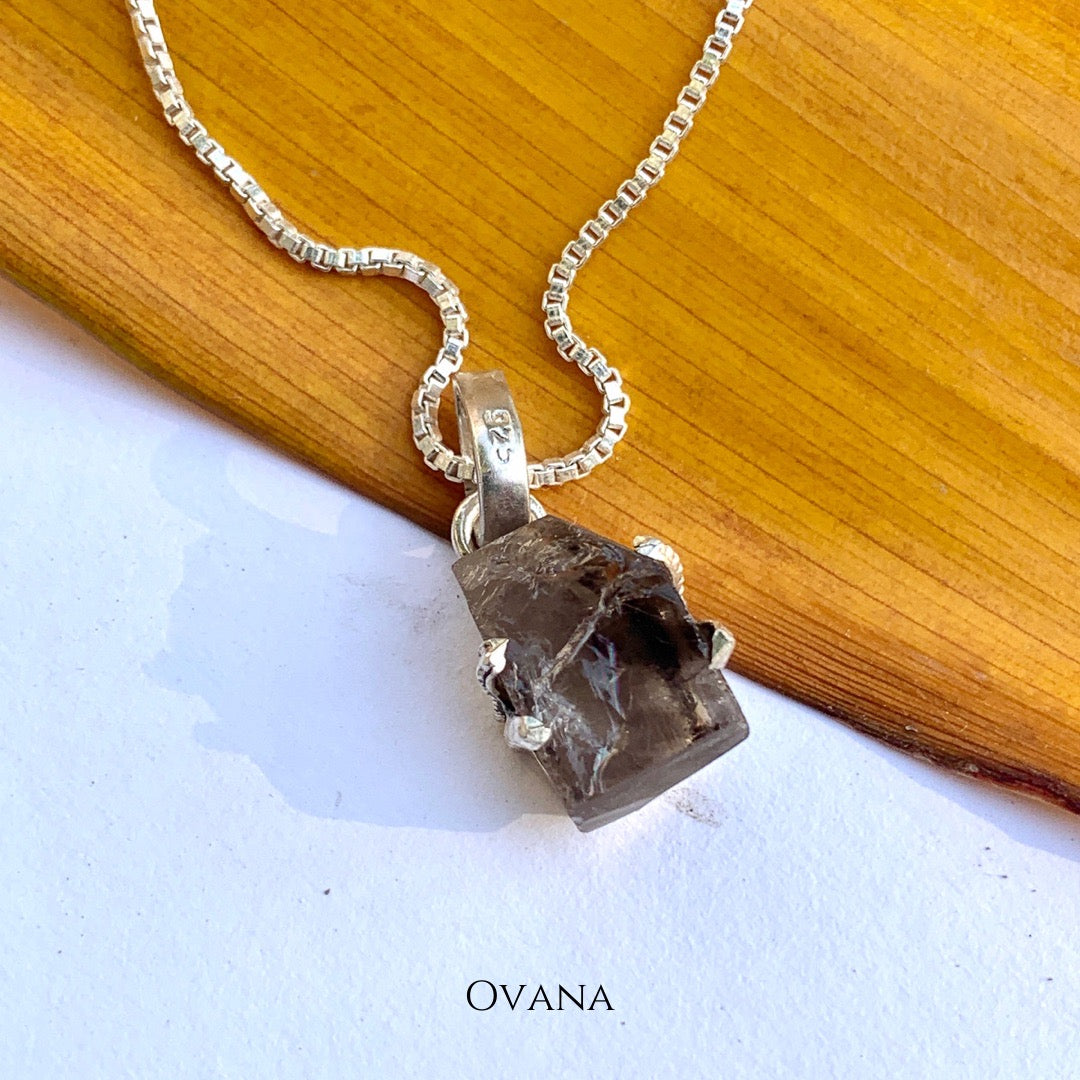 Smokey Stone Pendant With Chain