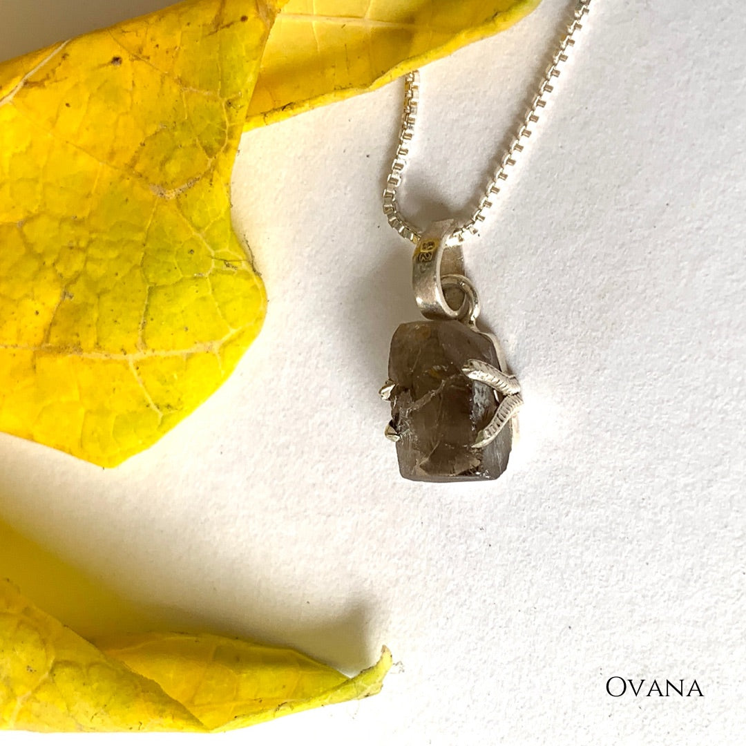 Smokey Stone Pendant With Chain