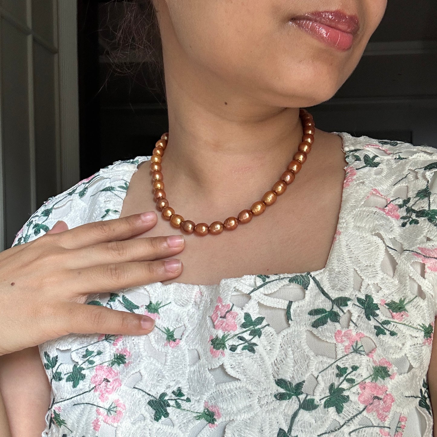 Warm Gold Freshwater Pearl Necklace