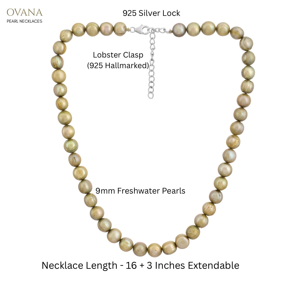 Olive Green Freshwater Pearl Necklace