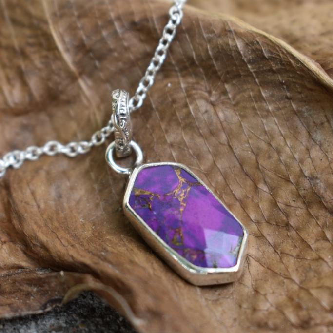 Purple Turquoise Pendant with Chain