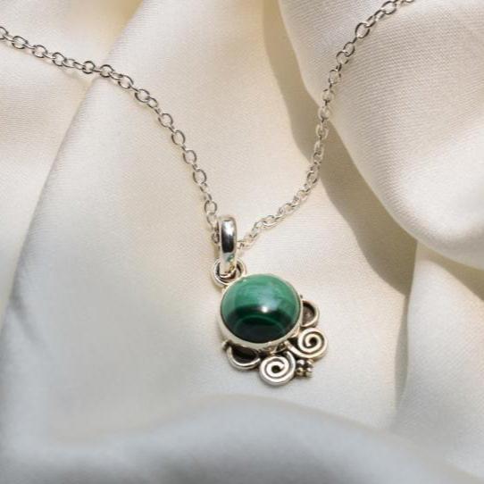 Malachite Pendant with Chain