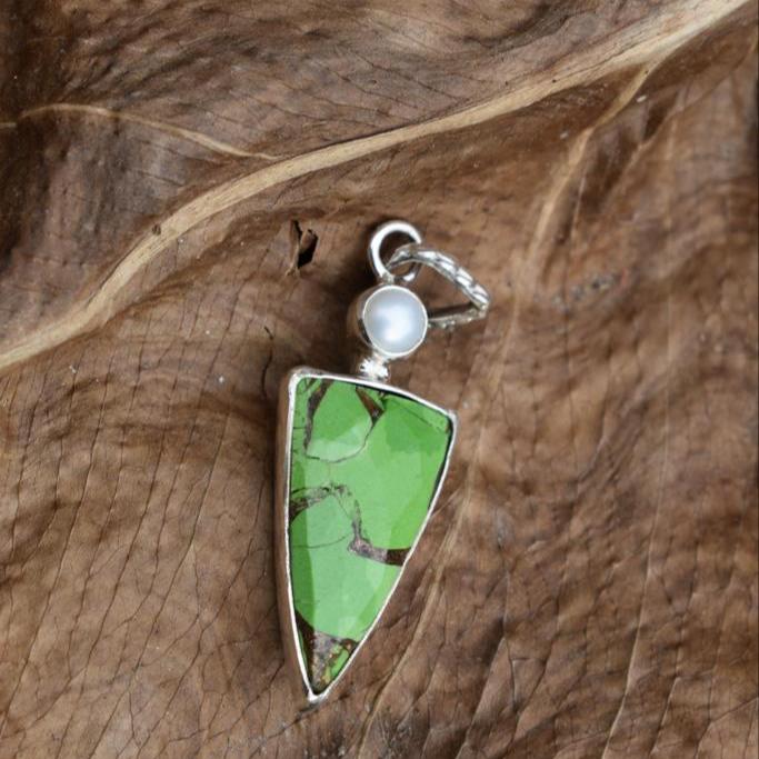 Green Turquoise Pendant With Chain