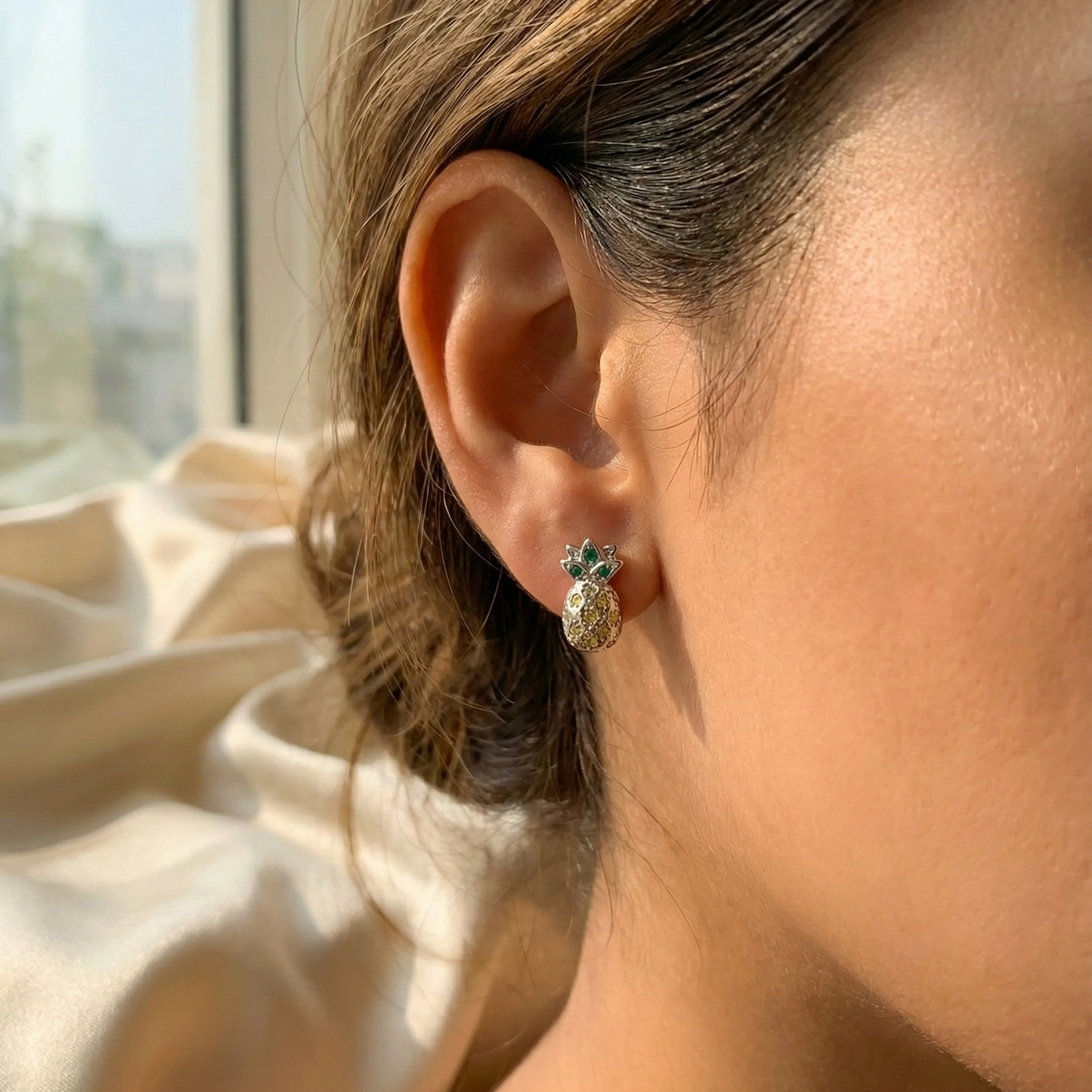 Silver Pineapple Studs