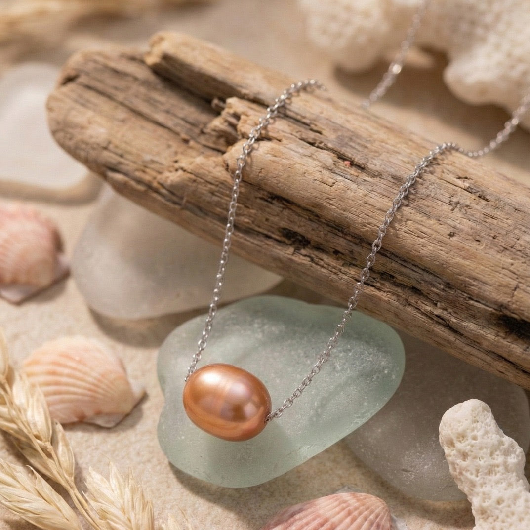 Silver Sunshine Pearl Pendant with Chain