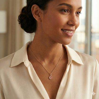 Silver Bloom Pendant With Chain