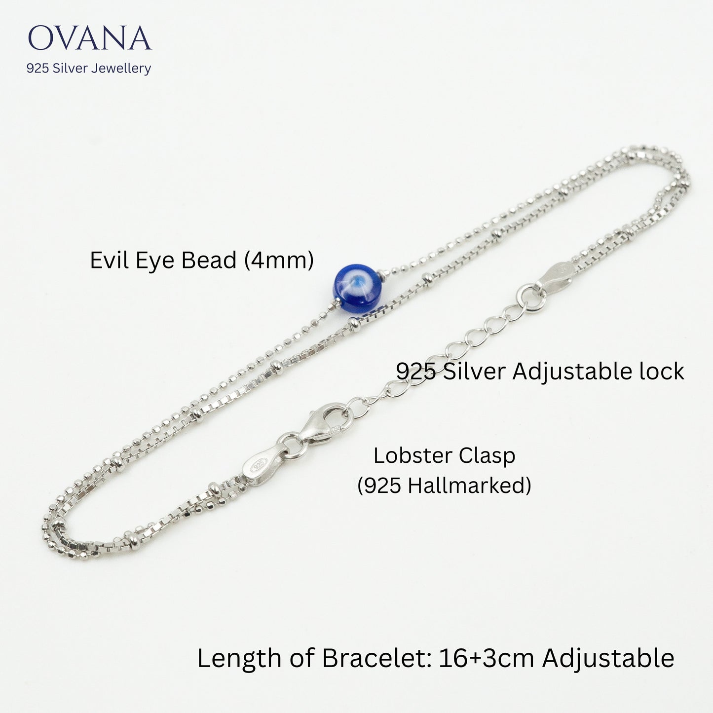 925 Silver Nazar Tika Bracelet