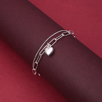 925 Silver Heart Link Bracelet