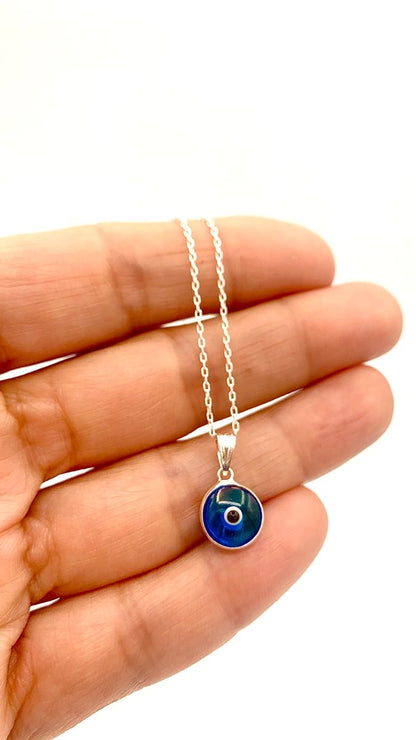 Silver Blue Evil Pendant with Chain