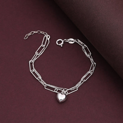 925 Silver Heart Link Bracelet