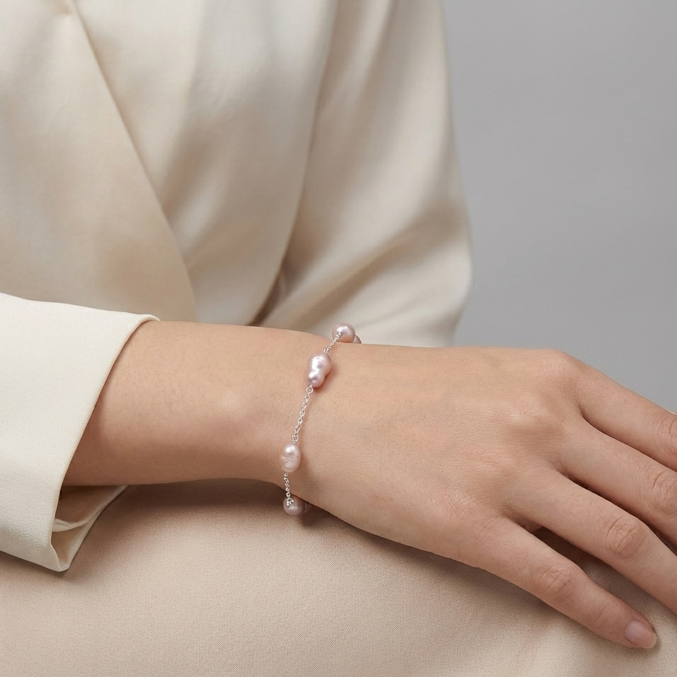 925 Silver Freshwater Pearl Bracelet