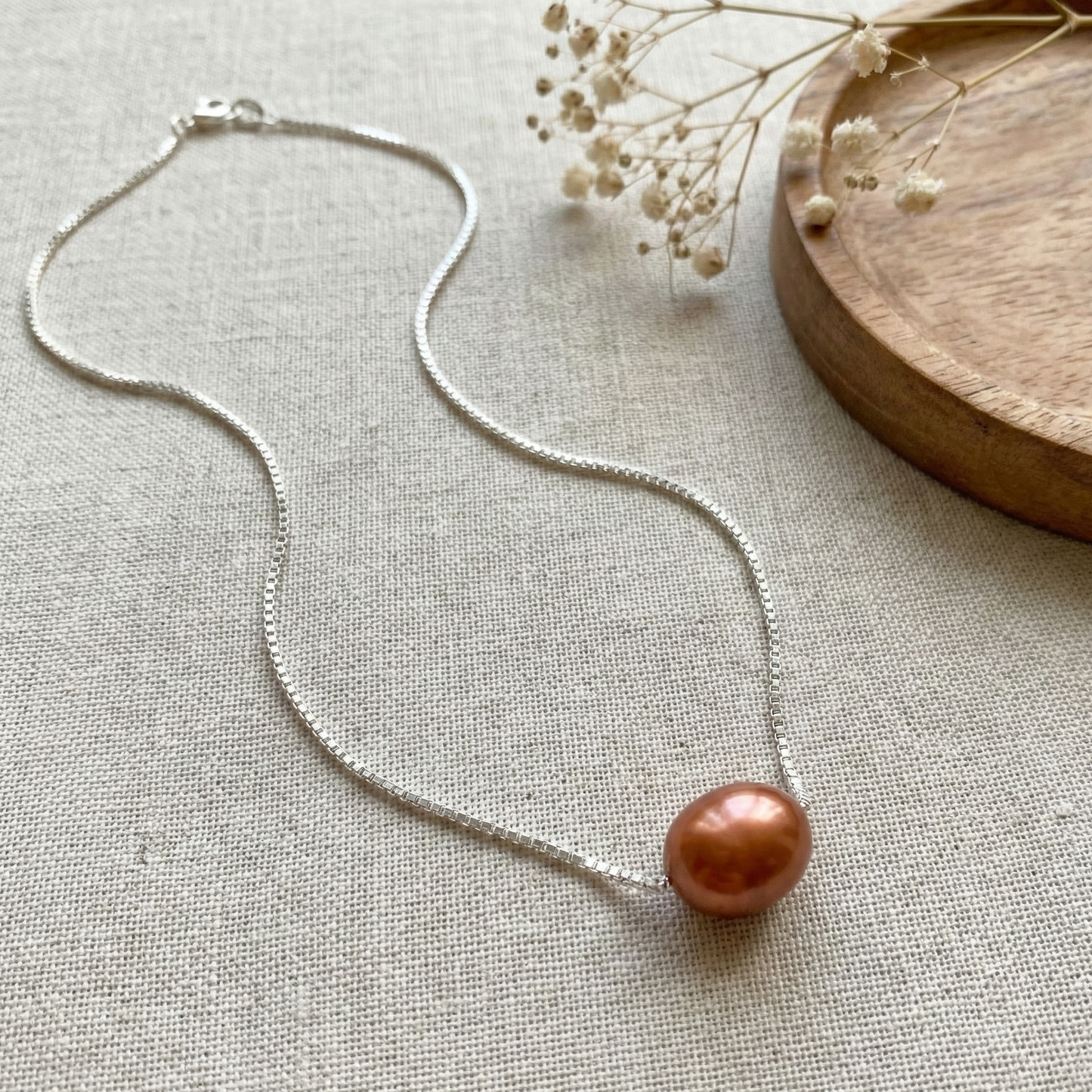 Silver Sunshine Pearl Pendant with Chain