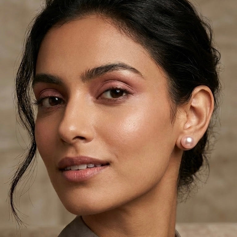 Silver Soft Pink Pearl Earrings