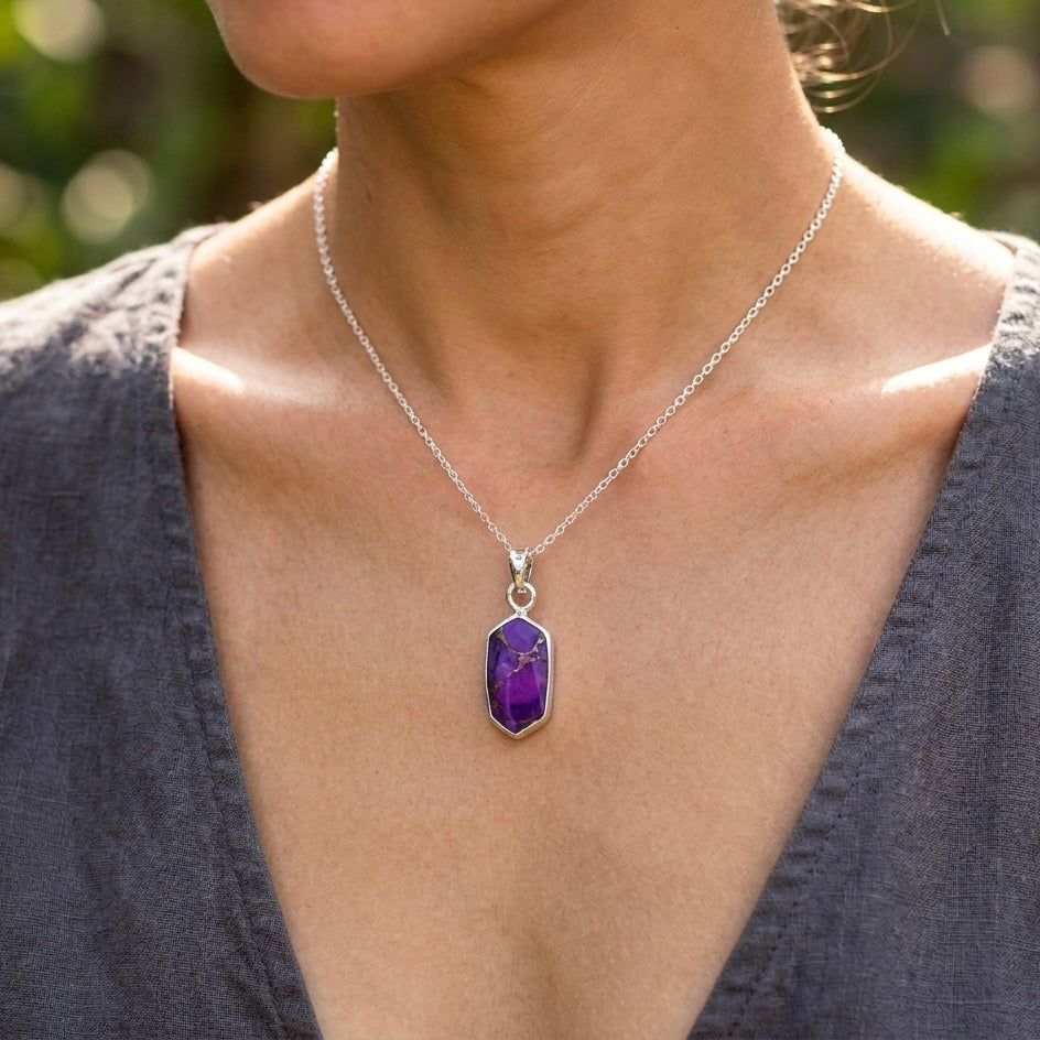 Silver Lavender Pendant with Chain