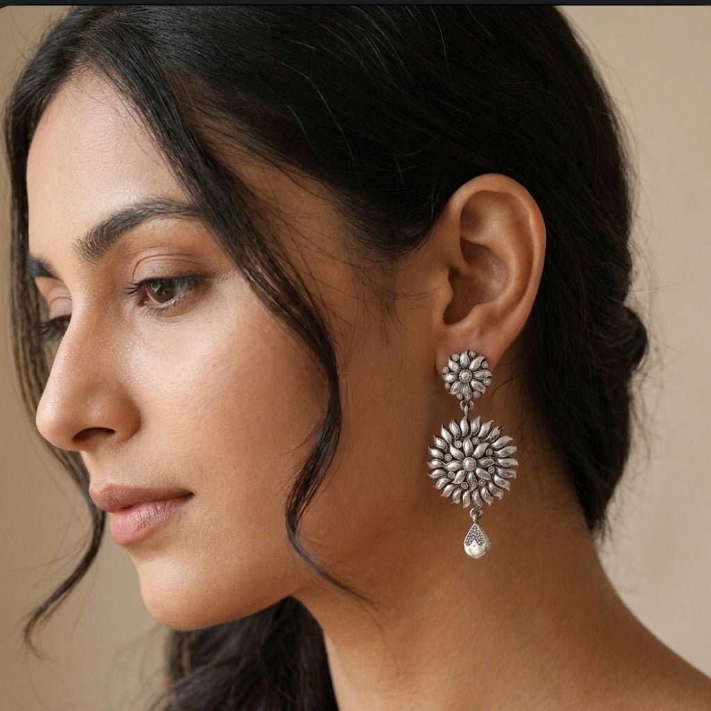 925 Silver Bindi Earrings
