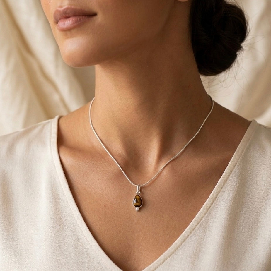 Tiger Eye Pendant with Chain