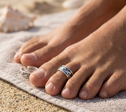 Silver Wave Toe Ring