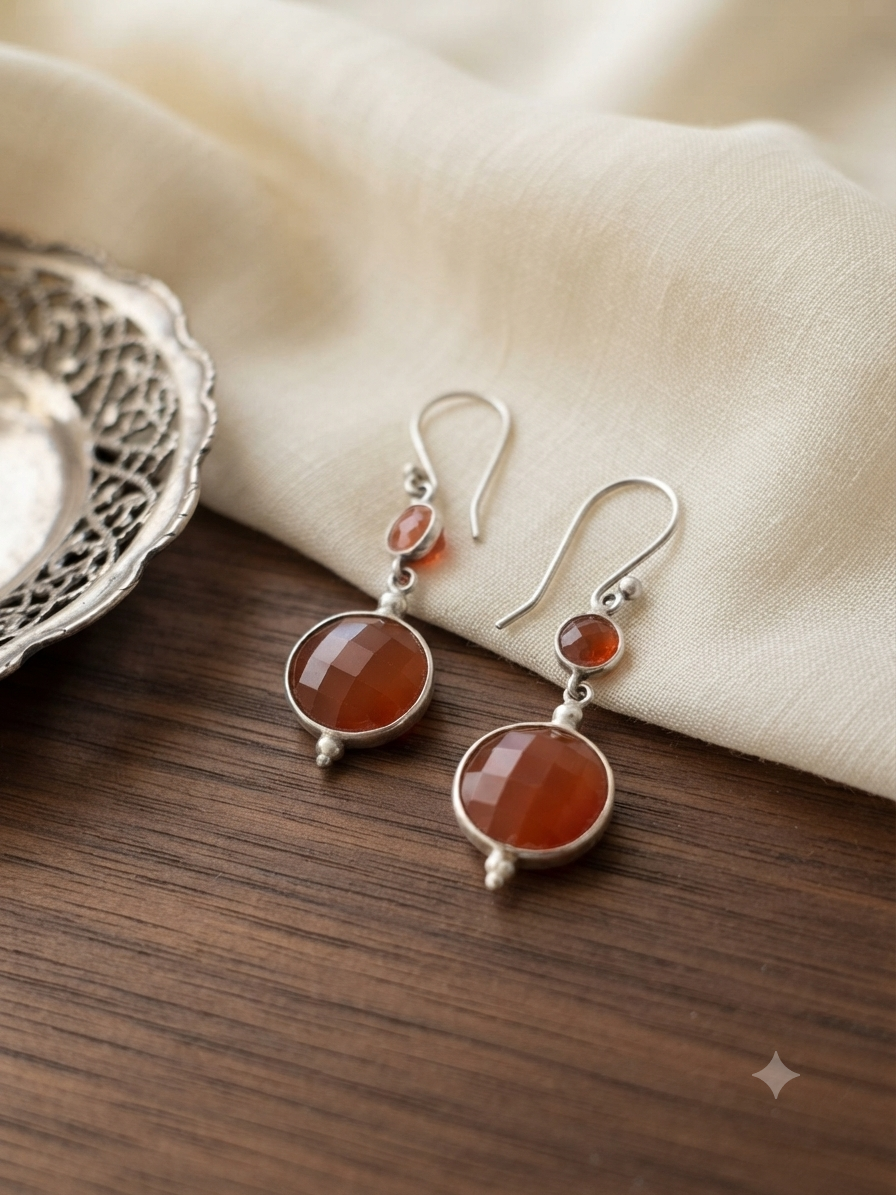 Natural Carnelian Drop Earrings