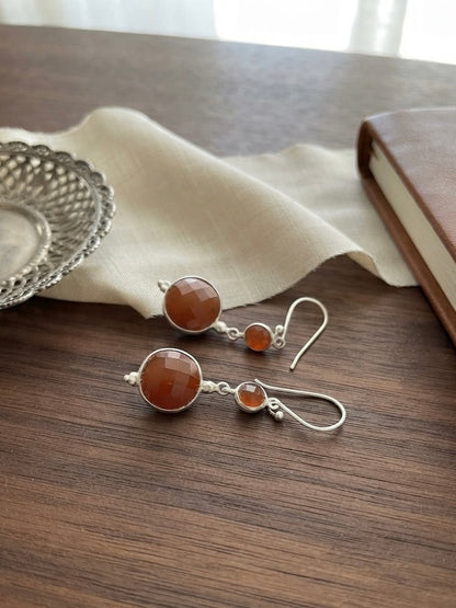 Natural Carnelian Drop Earrings