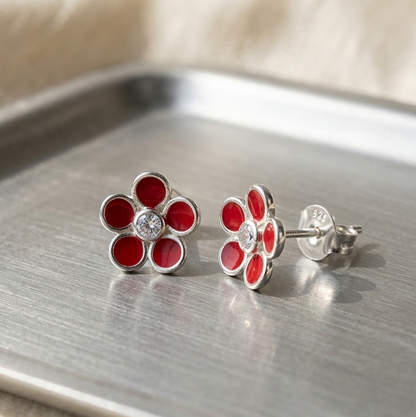 Silver Madhubani Studs