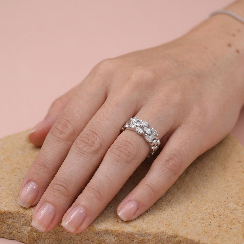 Silver Marquise Ring