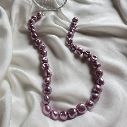 Metallic Purple Pearl Necklace