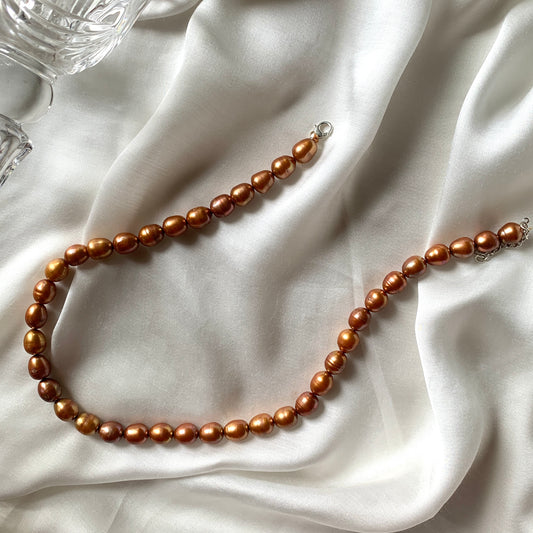 Warm Gold Freshwater Pearl Necklace