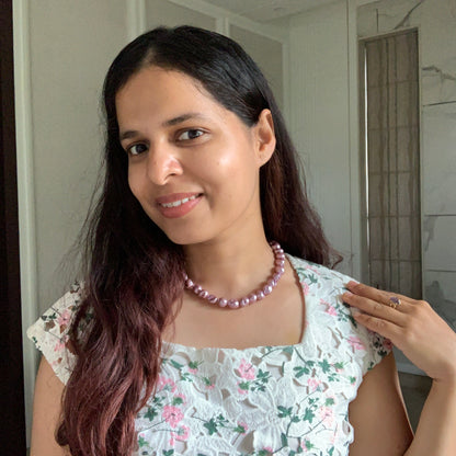 Metallic Purple Pearl Necklace