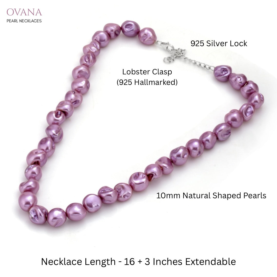 Metallic Purple Pearl Necklace