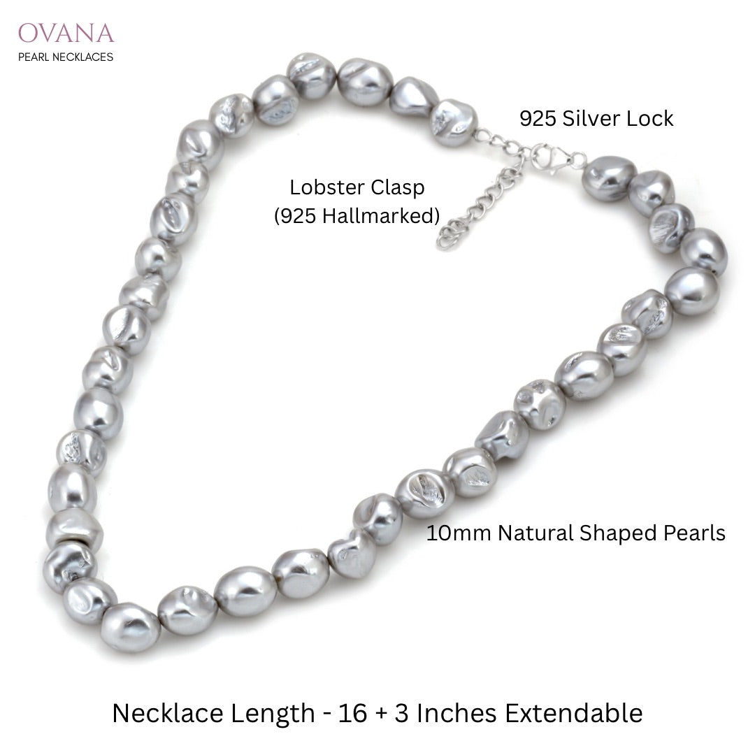 Metallic Grey Pearl Necklace