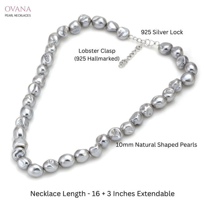 Metallic Grey Pearl Necklace