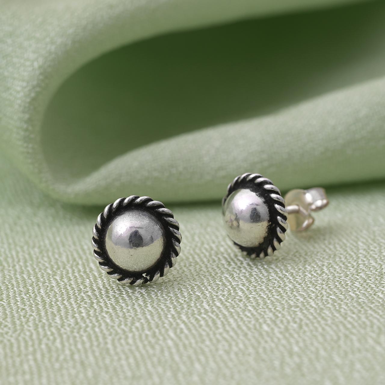Silver Oxidised Studs