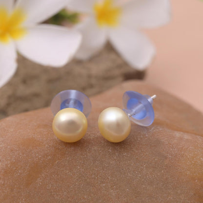 Silver Ivory Pearl studs