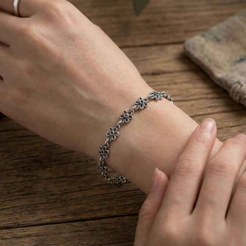Pure Silver Floral Bracelet